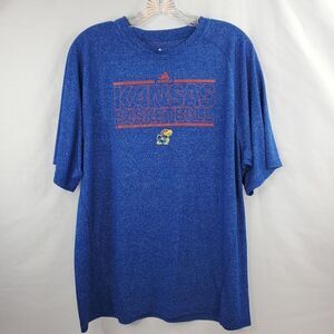 M ADIDAS KANSAS UNIVERSITY JAYHAWKS CLIMALITE SHORT PERFORMANCE TSHIRT medium